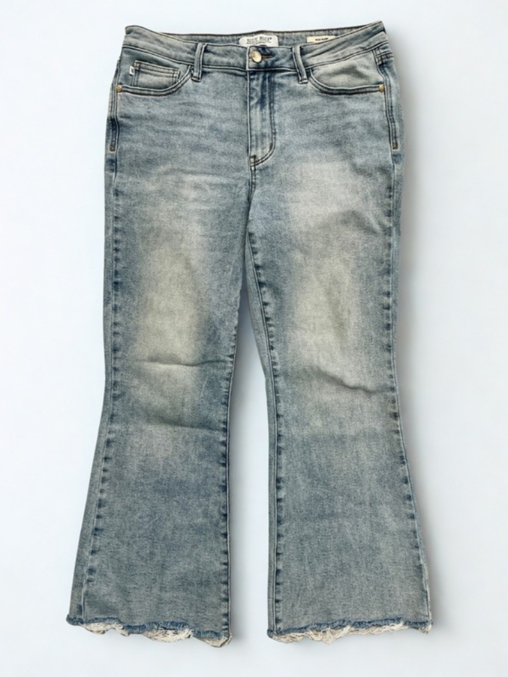 Judy Blue Mid Rise Light Wash Kick Flare, Inseam 27" Jeans